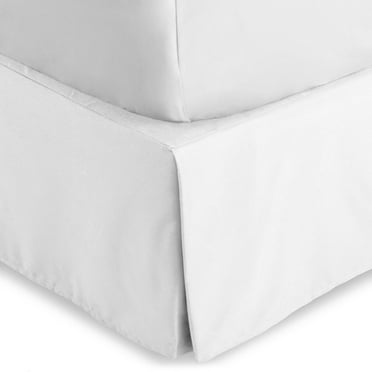 Bare Home Bed Skirt, Microfiber, Pleated, 15" Tailored Drop, Full, White