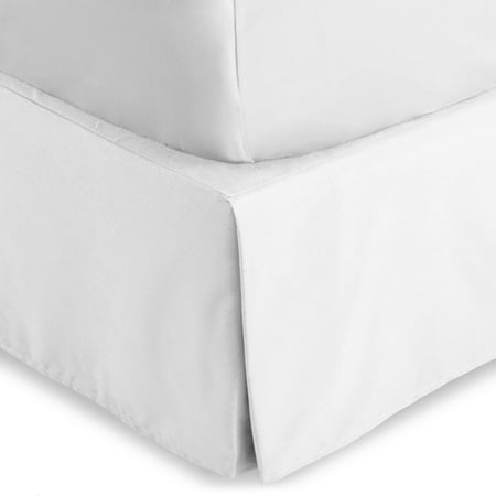 Bare Home Bed Skirt, Microfiber, Pleated, 15" Tailored Drop, Full, White
