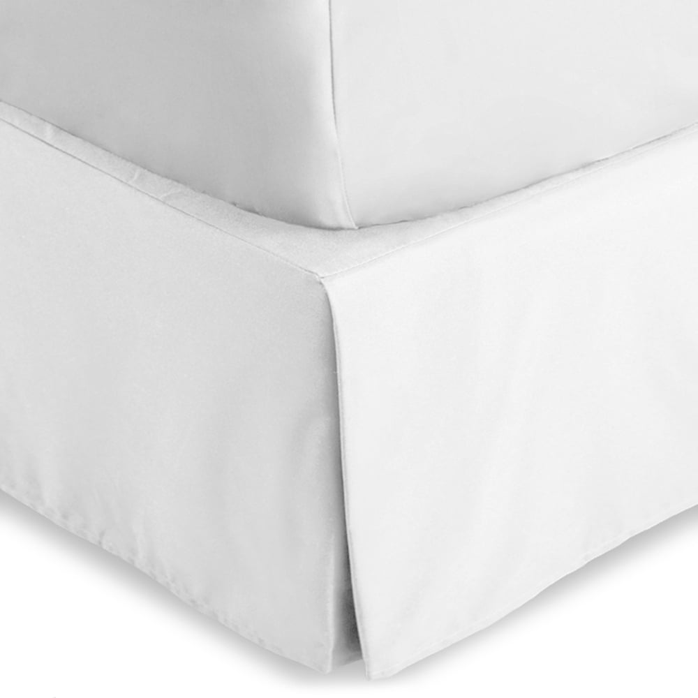 Bare Home Bed Skirt, Microfiber, Pleated, 15" Tailored Drop, Full XL, White