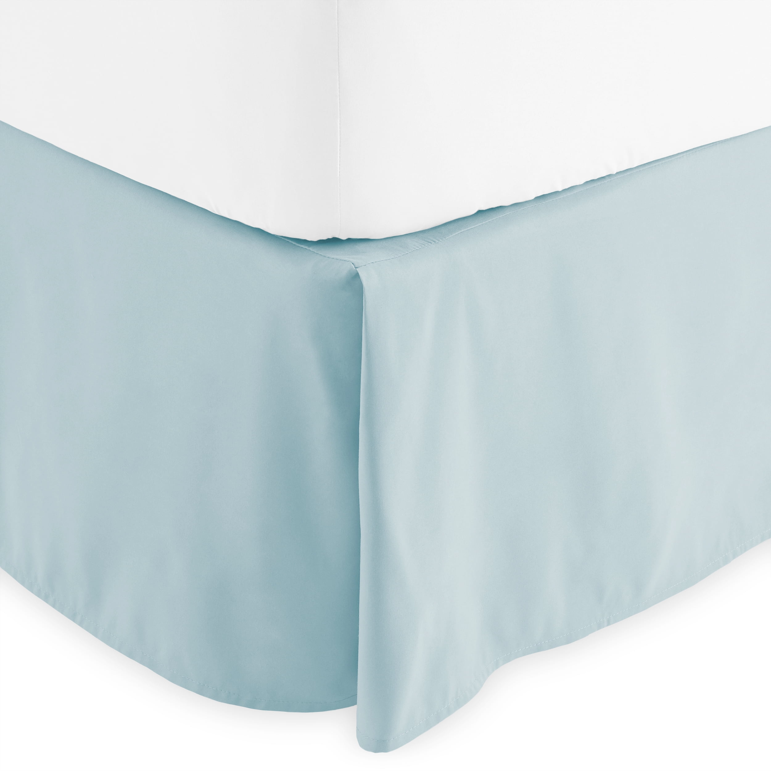 Bare Home Bed Skirt, Microfiber, Pleated, 15" Tailored Drop, King, Light Blue
