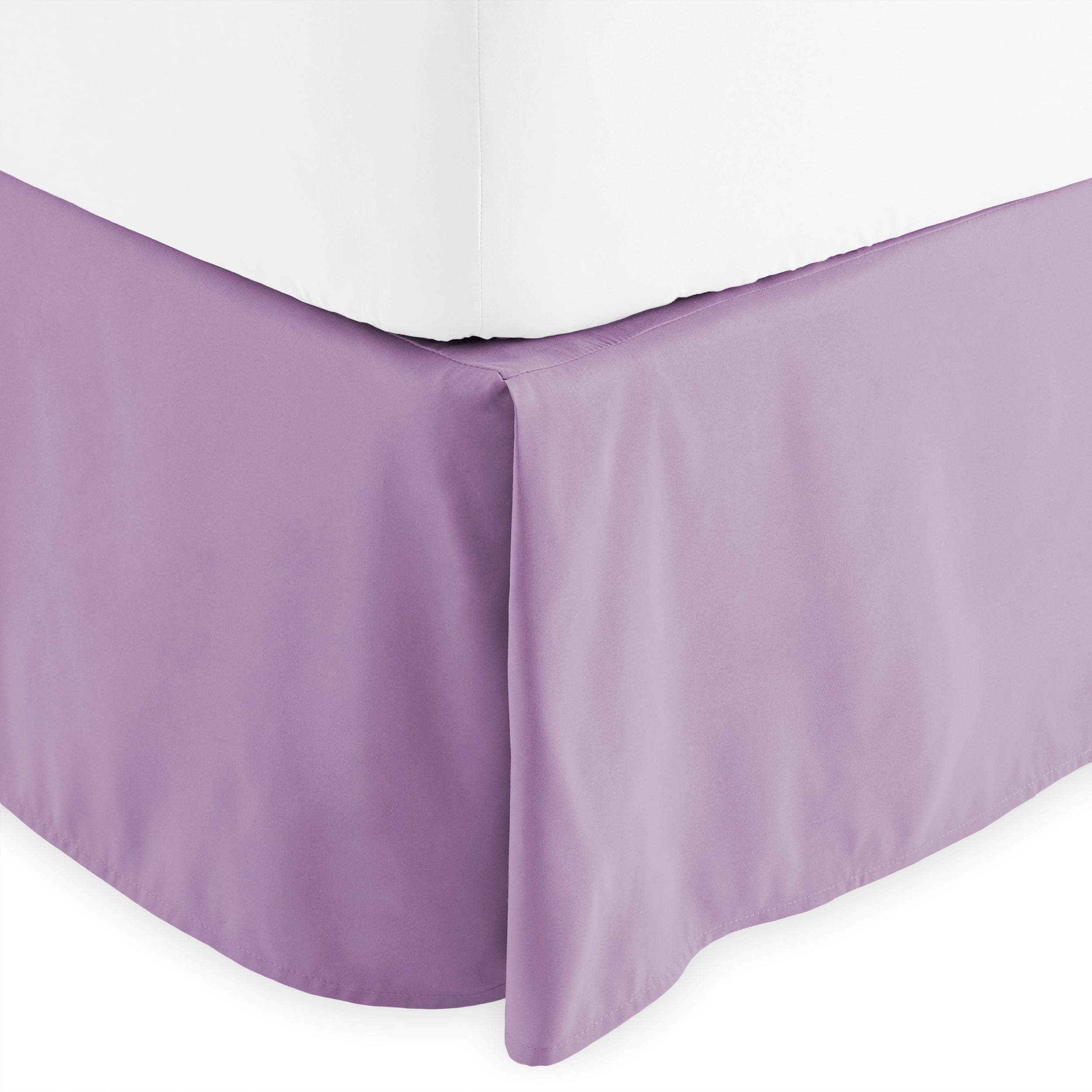 Bare Home Bed Skirt, Microfiber, Pleated, 15" Tailored Drop, Queen, Lavender