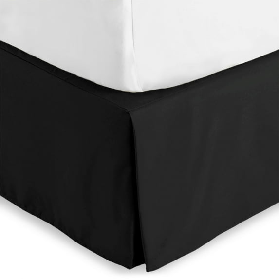Bare Home Bed Skirt, Microfiber, Pleated, 15" Tailored Drop, Twin, Black