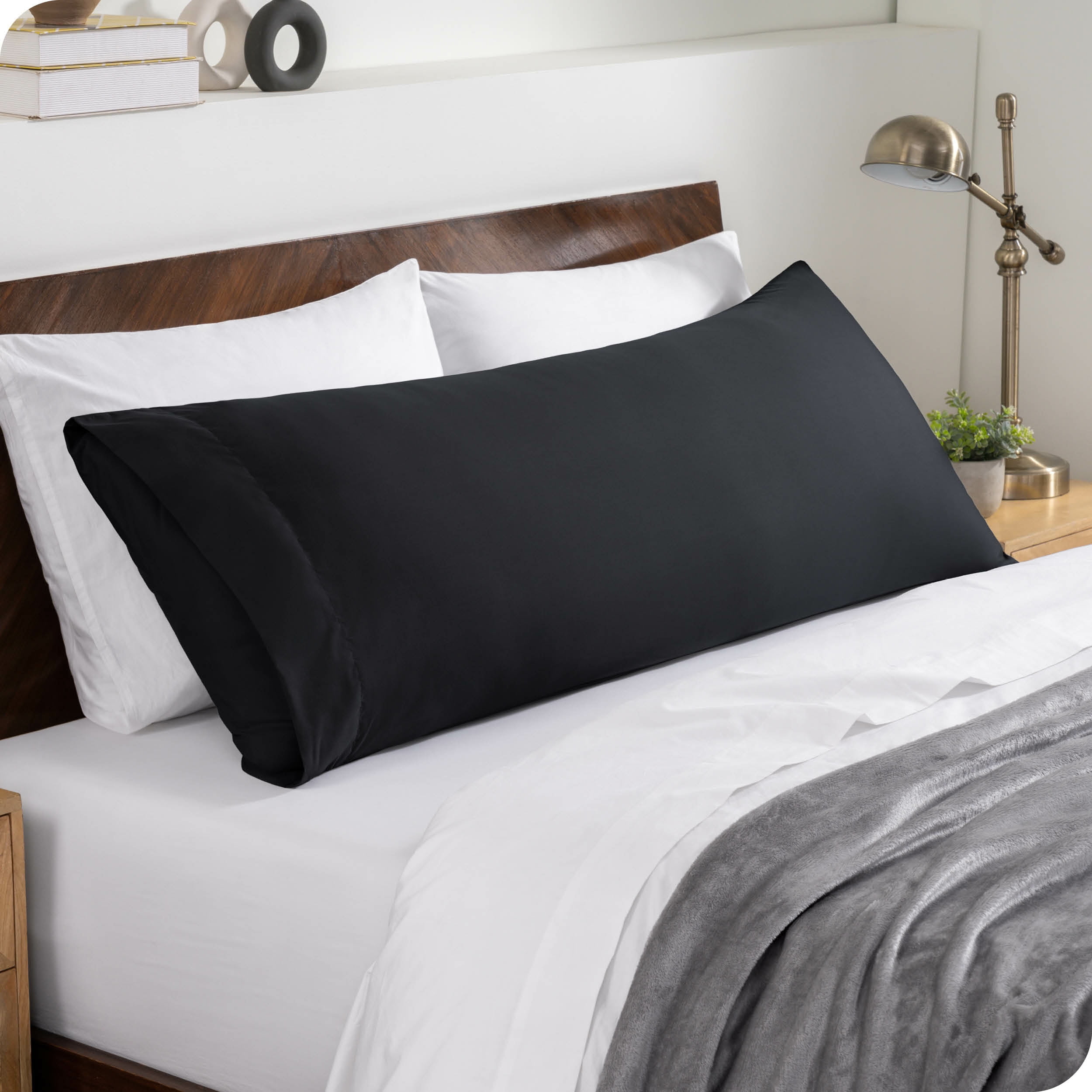 Ultra Soft Black Microfiber Body Pillowcase with Envelope Closure