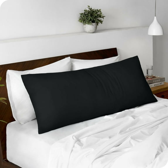 Bare Home Body Pillowcase - Zipper Closure - Ultra Soft - Double Brushed - Black