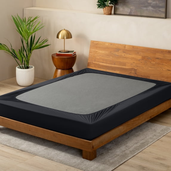 Bare Home Box Spring Cover - Microfiber - 4-Way Stretch (King, Black)
