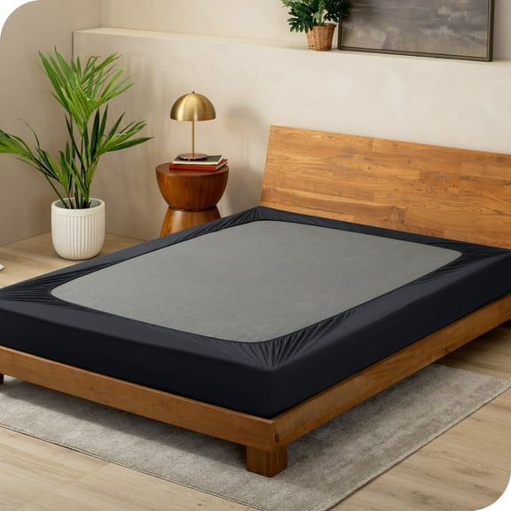Bare Home Box Spring Cover - Microfiber - 4-Way Stretch (Queen, Black)