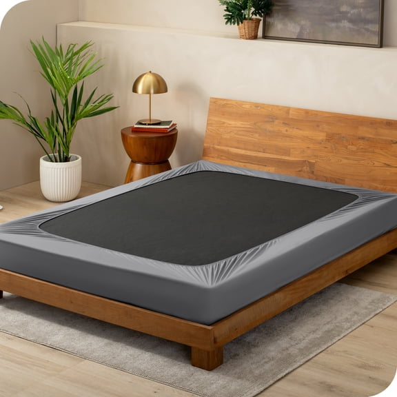 Bare Home Box Spring Cover - Microfiber - 4-Way Stretch (Queen, Grey)