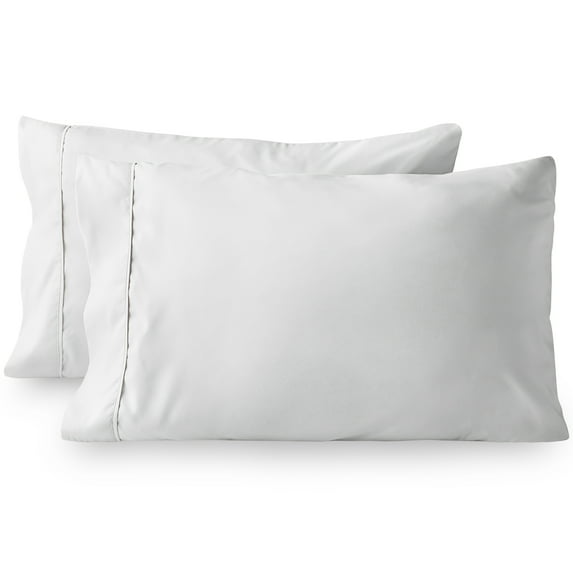 Bare Home Premium 1800 Ultra-Soft Microfiber Pillowcase Set - Double Brushed - Hypoallergenic - Wrinkle Resistant (Standard Pillowcase Set of 2, Cool White)