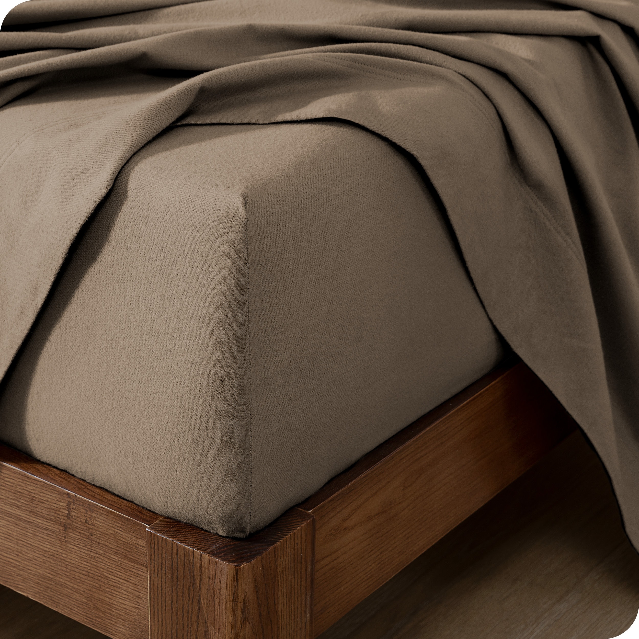 Bare Home Cotton Flannel Sheet Set Velvety Soft Heavyweight Taupe