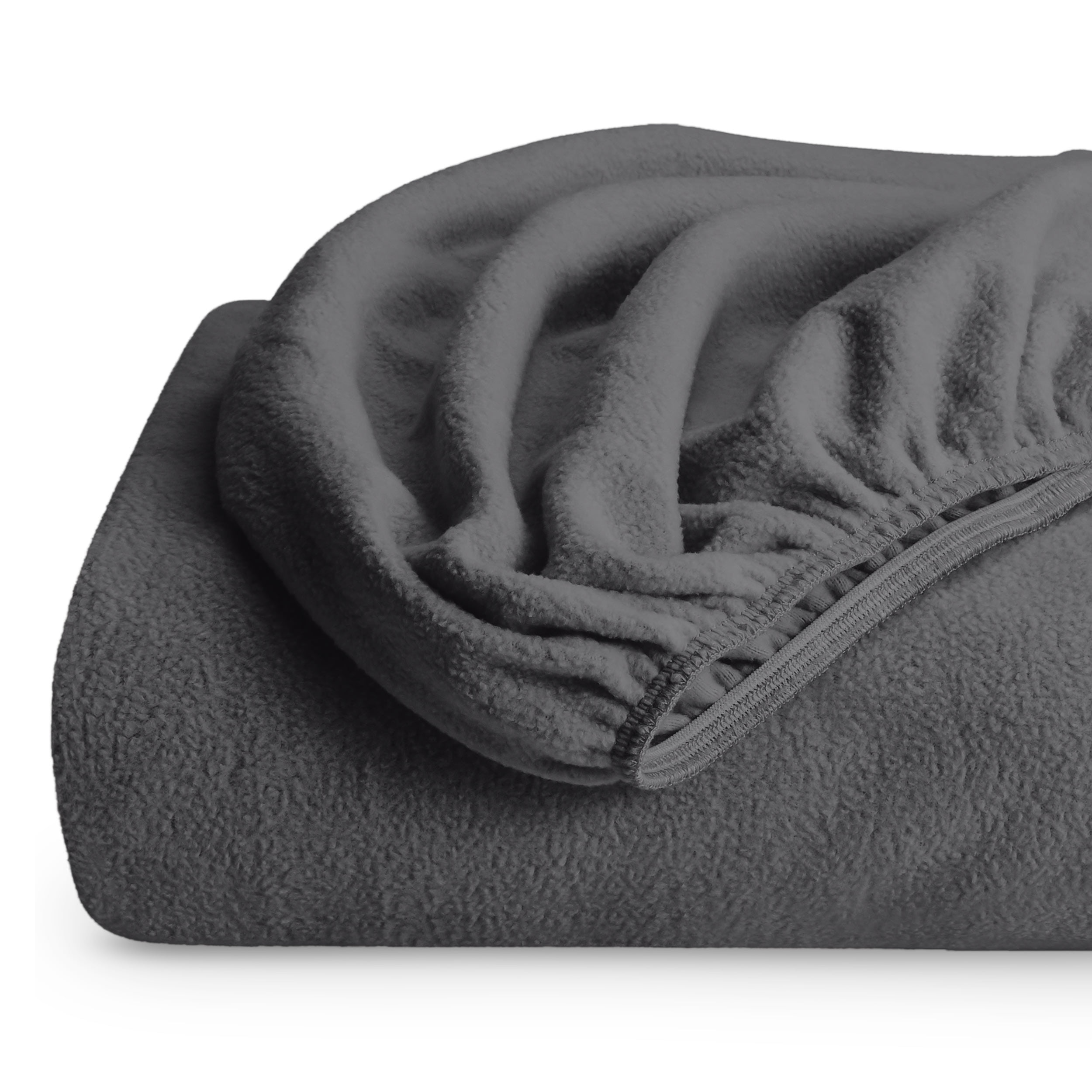 Bare Home Cozy Fleece Fitted Sheet - Extra Plush Polar Fleece - Deep Pocket Bed Sheet - Queen, Gray