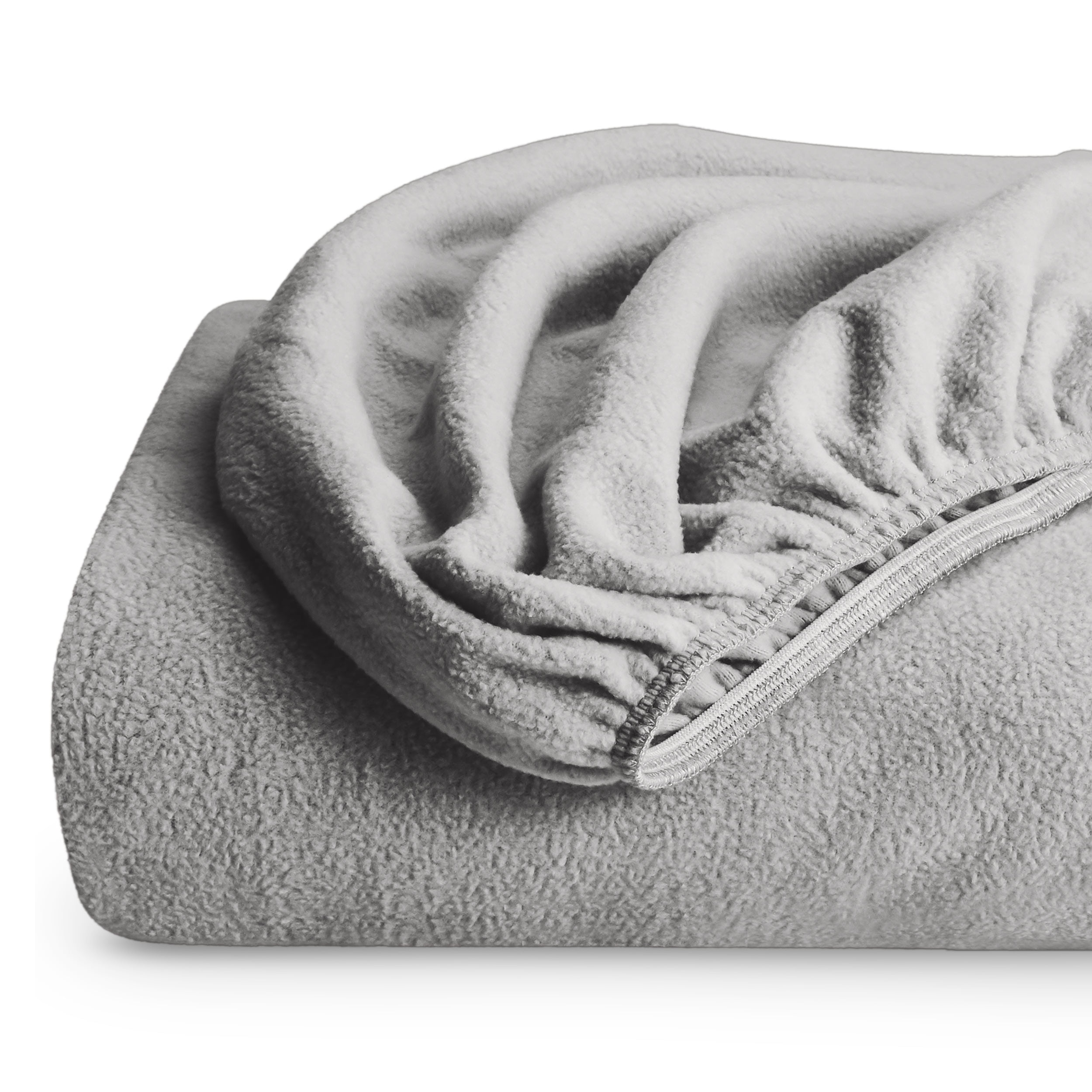 Queen Light Grey Microfiber Deep Pocket Fleece Fitted Sheet