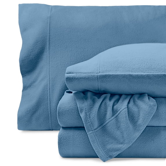 Bare Home Cozy Fleece Sheet Set - Extra Plush Polar Fleece - Deep Pocket - Full, Coronet Blue