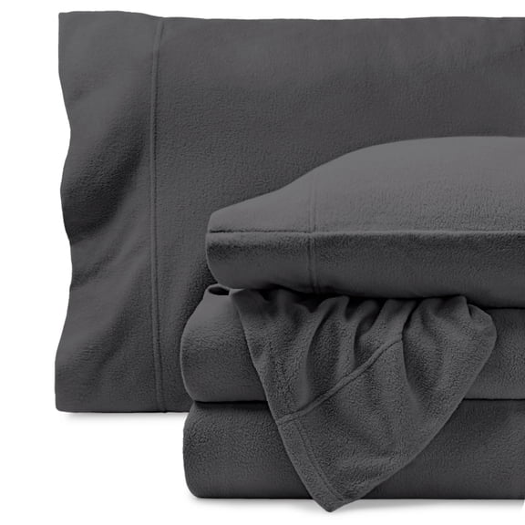 Bare Home Cozy Fleece Sheet Set - Extra Plush Polar Fleece - Deep Pocket - Full, Gray