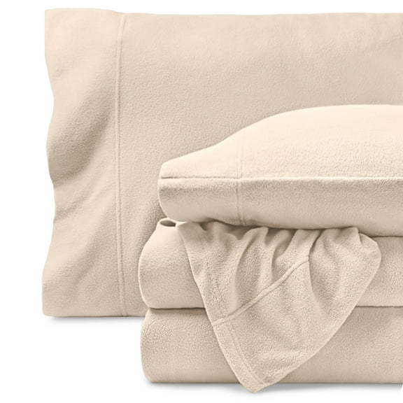 Bare Home Cozy Fleece Sheet Set - Extra Plush Polar Fleece - Deep Pocket - King, Sand