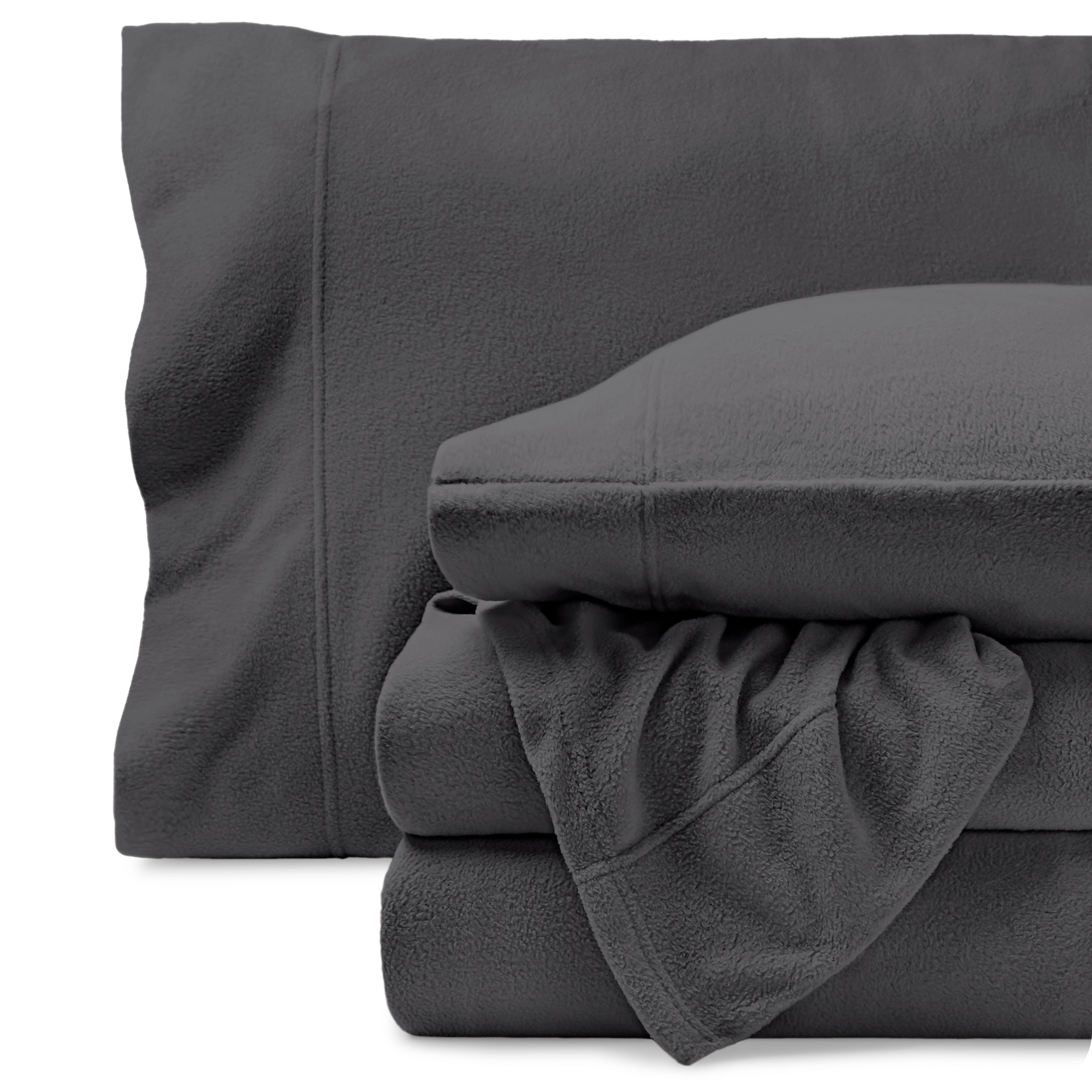 Free Shipping Bare Home Cozy Fleece Sheet Set Extra Plush Polar Fleece Deep Pocket Queen Gray Walmart