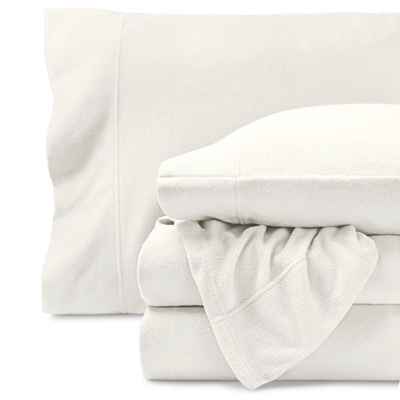 Bare Home Cozy Fleece Sheet Set - Extra Plush Polar Fleece - Deep Pocket - Split King, Cream