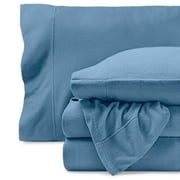 Bare Home Cozy Fleece Sheet Set - Extra Plush Polar Fleece - Deep Pocket - Twin, Coronet Blue