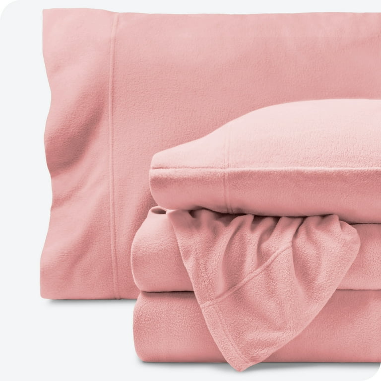Bare Home Cozy Fleece Sheet Set - Extra Plush Polar Fleece - Deep Pocket -  Twin, Light Pink