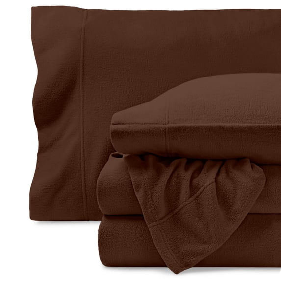 Bare Home Cozy Fleece Sheet Set - Extra Plush Polar Fleece - Deep Pocket - Twin XL, Cocoa