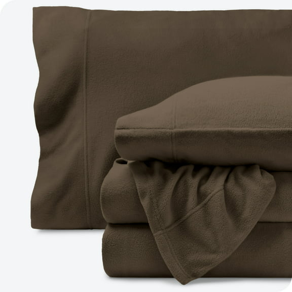 Bare Home Cozy Fleece Sheet Set - Extra Plush Polar Fleece - Deep Pocket - Twin XL, Taupe