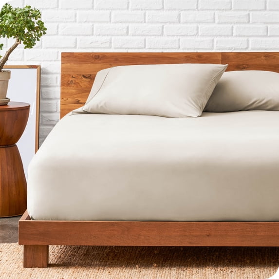 Bare Home Deep Pocket Fitted Sheet & Pillowcase Set, Hypoallergenic Sand Full