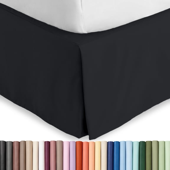 Bare Home Double Brushed Bed Skirt - Premium 1800 Collection - 15-inch Drop - Full, Black
