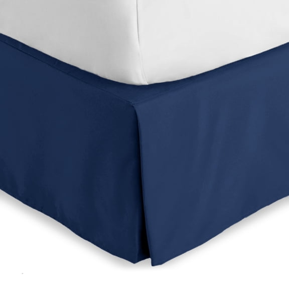 Bare Home Double Brushed Bed Skirt - Premium 1800 Collection - 15-inch Drop - Full, Dark Blue