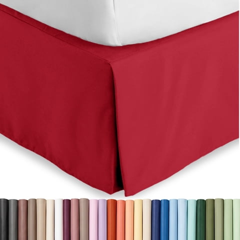 Bare Home Double Brushed Bed Skirt - Premium 1800 Collection - 15-inch Drop - Full, Red