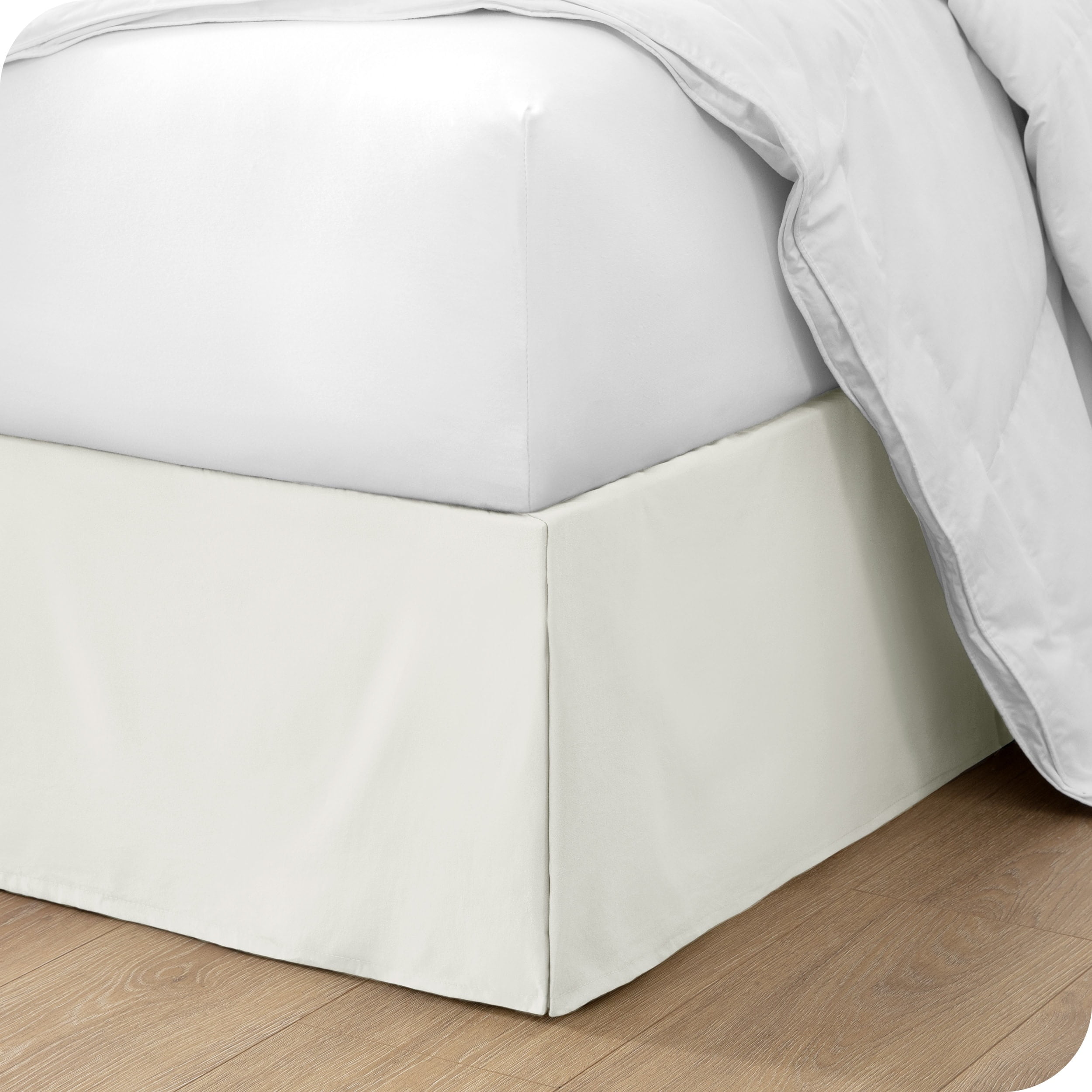 Cream Polyester 15-Inch Drop King Bed Skirt