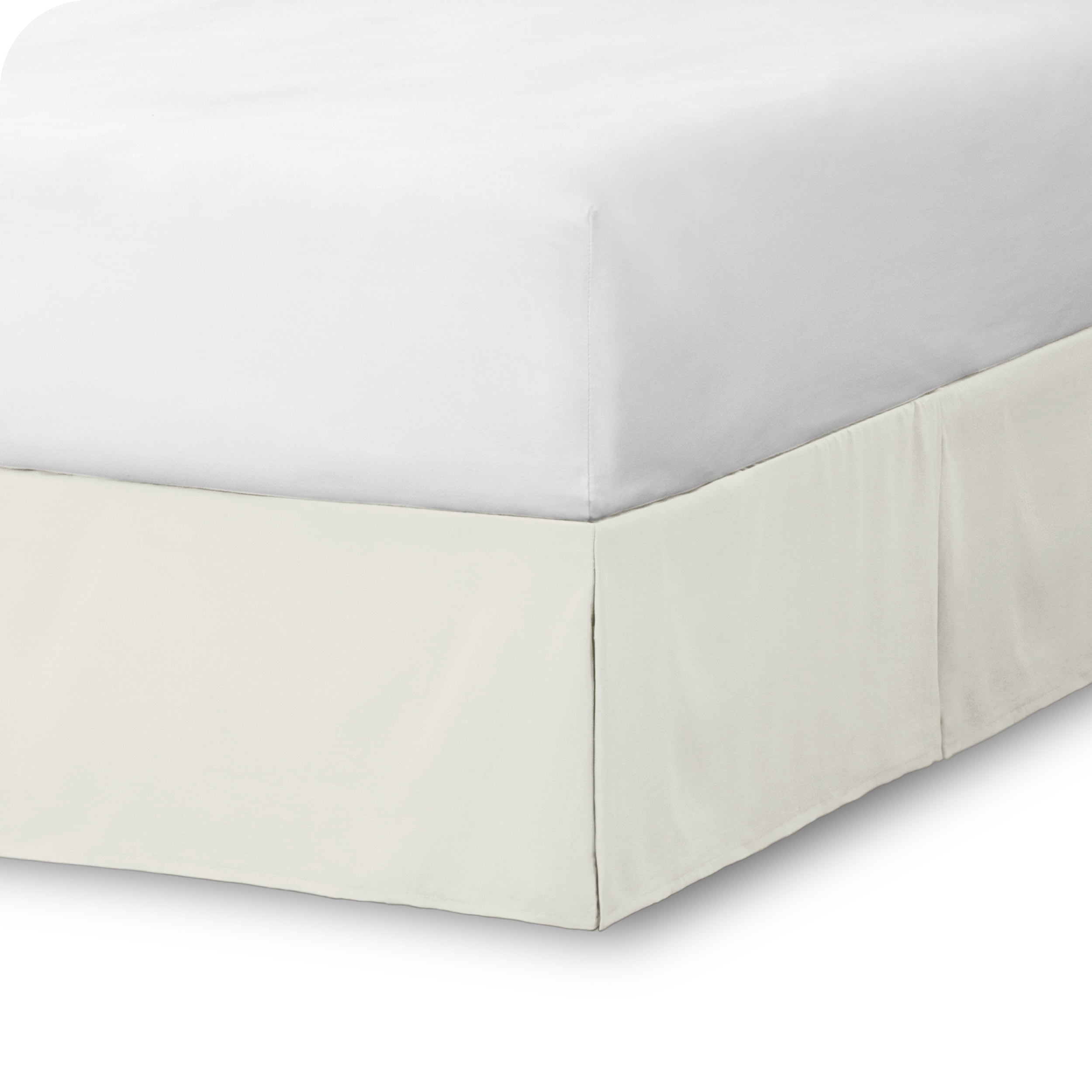 Cream Polyester 15-Inch Drop King Bed Skirt