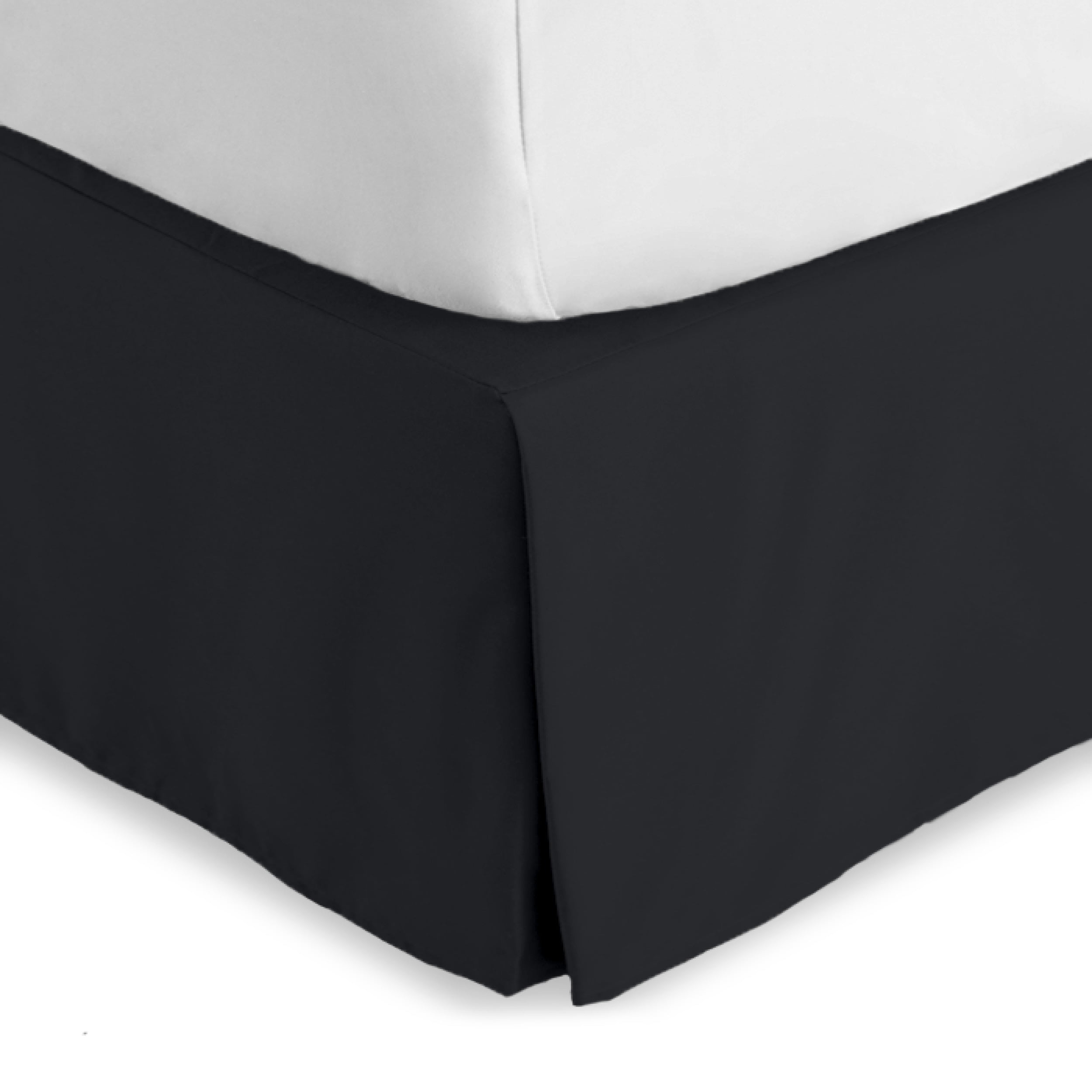Bare Home Double Brushed Bed Skirt - Premium 1800 Collection - 15-inch Drop - Queen, Black