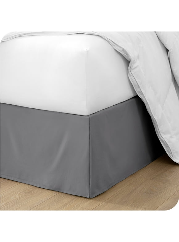 Bare Home Double Brushed Bed Skirt - Premium 1800 Collection - 15-inch Drop - Queen, Gray