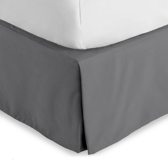 Bare Home Double Brushed Bed Skirt - Premium 1800 Collection - 15-inch Drop - Queen, Gray