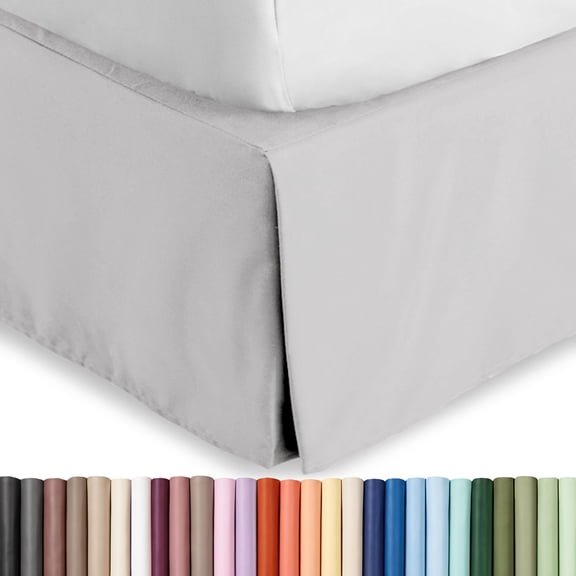 Bare Home Double Brushed Bed Skirt - Premium 1800 Collection - 15-inch Drop - Queen, Light Gray