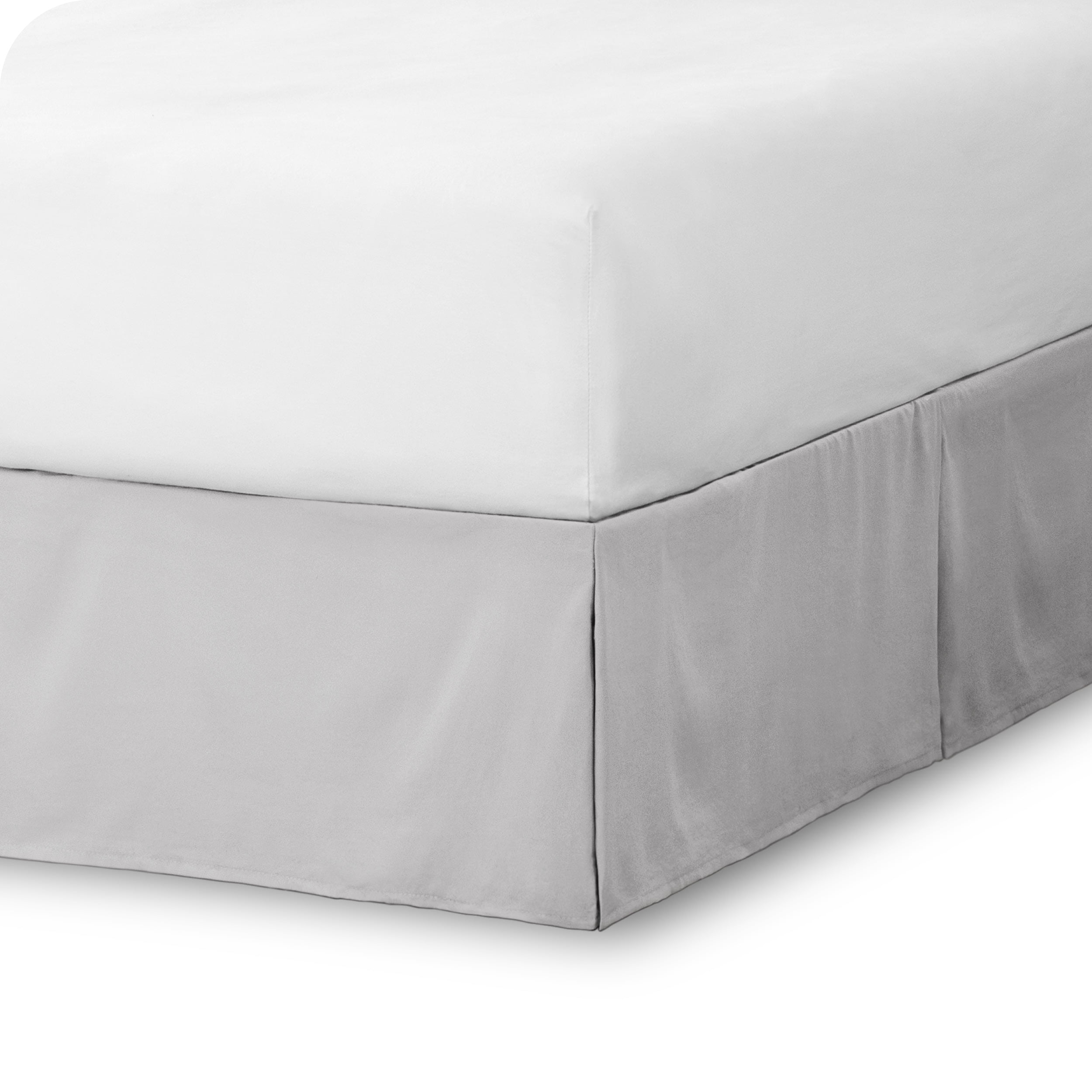 Light Gray Polyester Queen Bed Skirt with Pleats