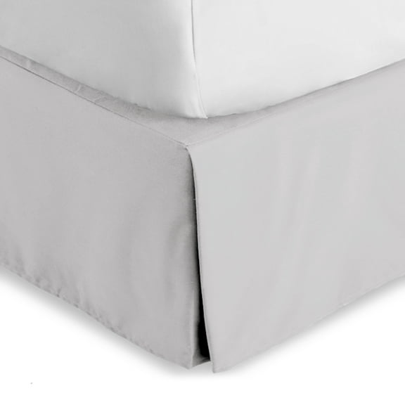 Bare Home Double Brushed Bed Skirt - Premium 1800 Collection - 15-inch Drop - Queen, Light Gray
