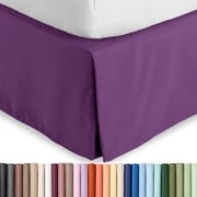 Bare Home Double Brushed Bed Skirt - Premium 1800 Collection - 15-inch Drop - Queen, Plum