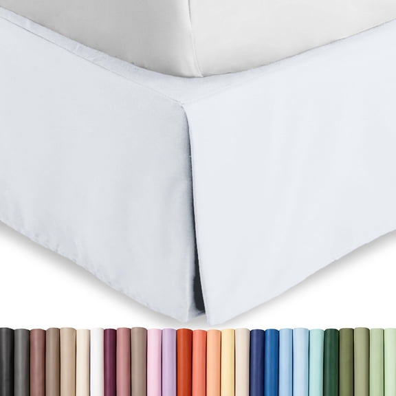 Bare Home Double Brushed Bed Skirt - Premium 1800 Collection - 15-inch Drop - Queen, White