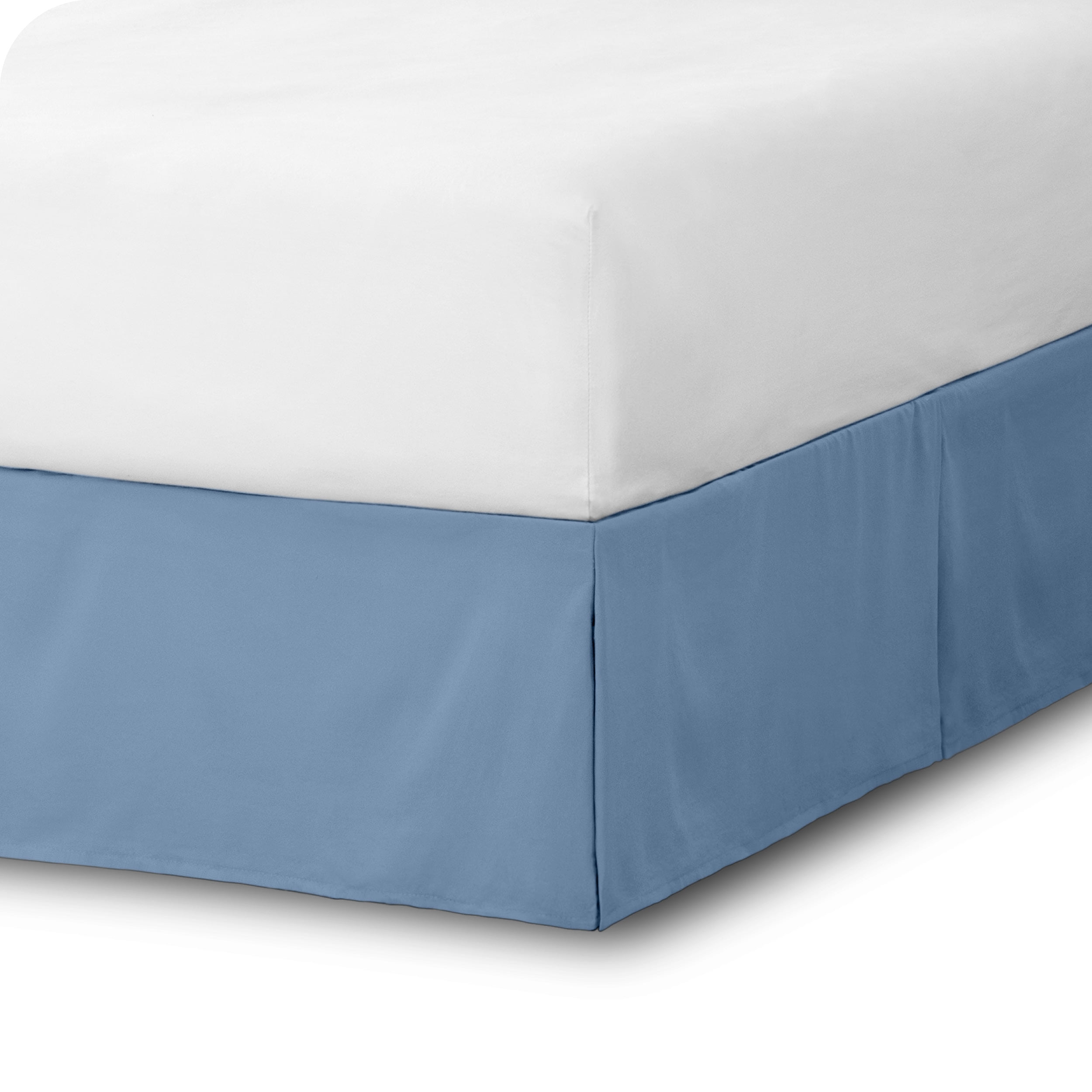 Coronet Blue Twin Polyester Pleated Bed Skirt with 15" Drop