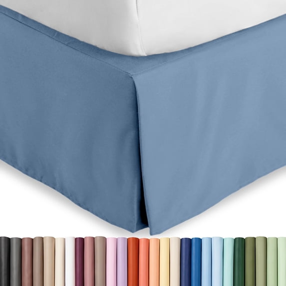 Bare Home Double Brushed Bed Skirt - Premium 1800 Collection - 15-inch Drop - Twin, Coronet Blue
