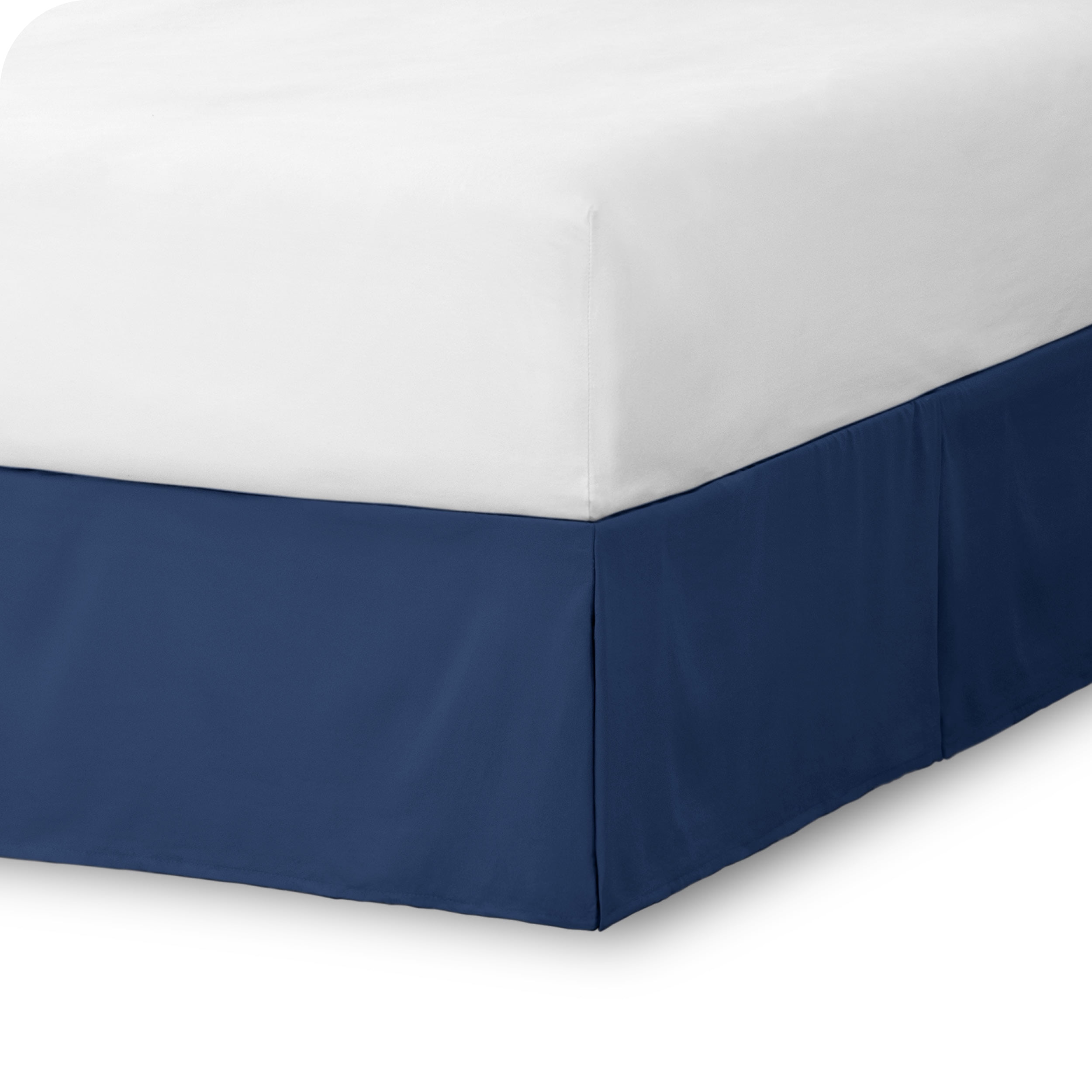 Dark Blue Polyester Twin Bed Skirt with Pleats