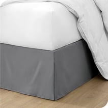 Bare Home Double Brushed Bed Skirt - Premium 1800 Collection - 15-inch Drop - Twin, Gray