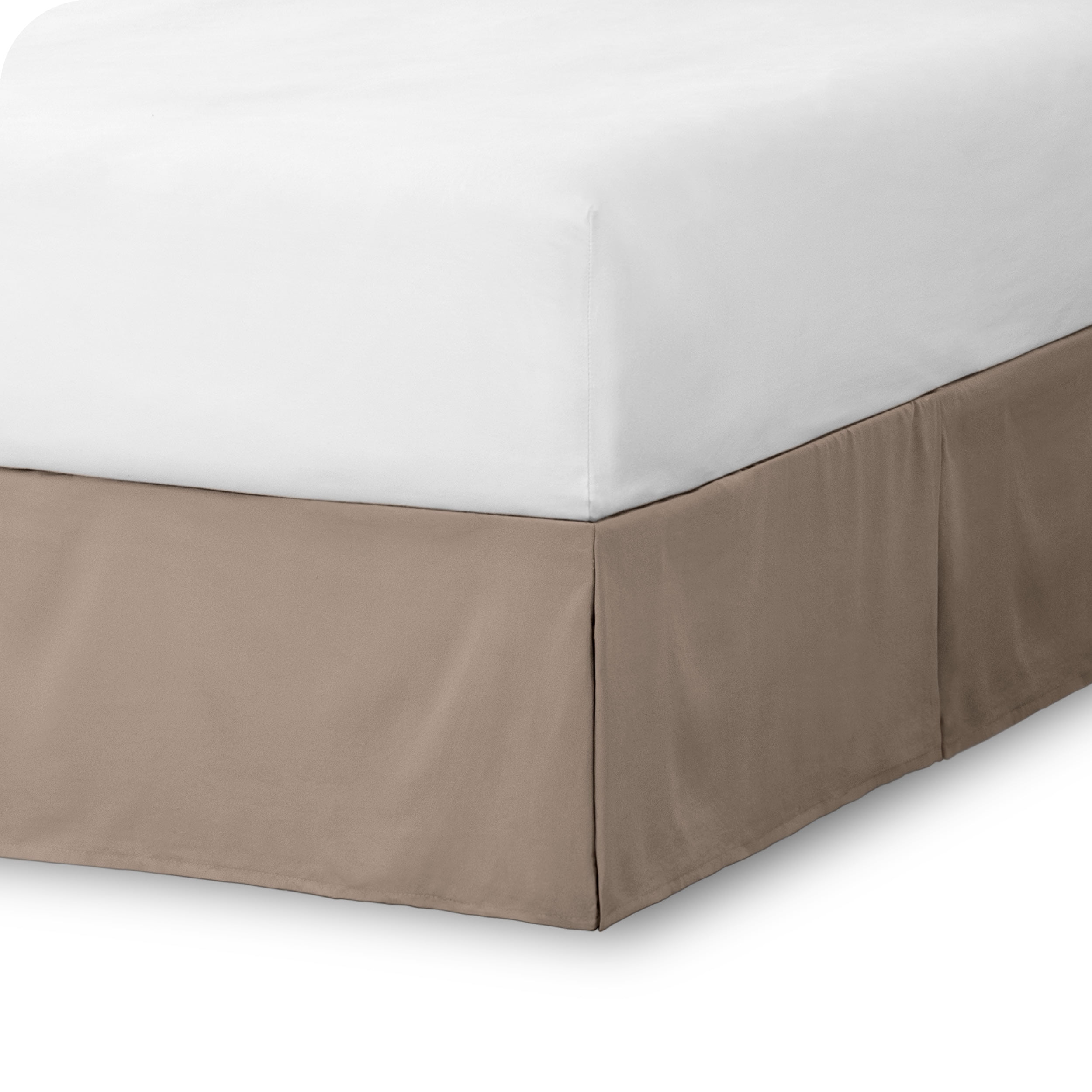 Taupe Twin XL Microfiber Pleated Bed Skirt with 15-Inch Drop