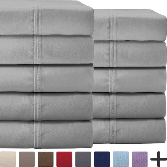 Bare Home Double-brushed Microfiber Wholesale Sheet Set Light Grey, 10 Pack Twin