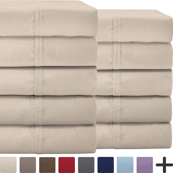 Bare Home Double-brushed Microfiber Wholesale Sheet Set Sand, 10 Pack King