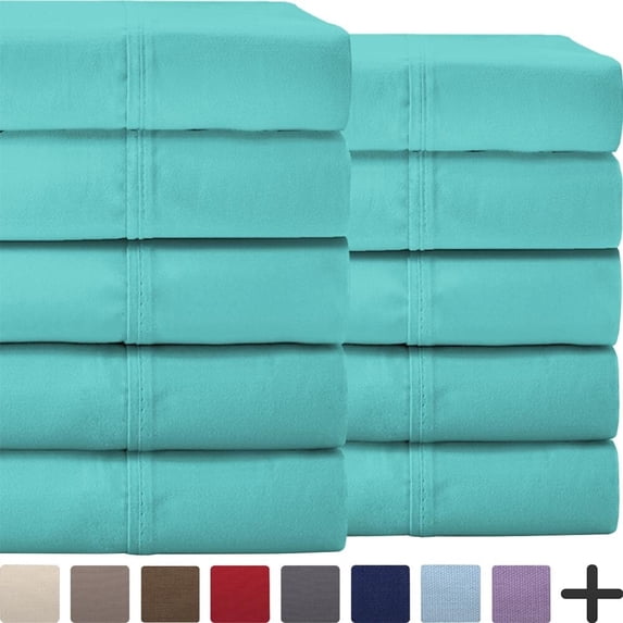 Bare Home Double-brushed Microfiber Wholesale Sheet Set Turquoise, 10 Pack King