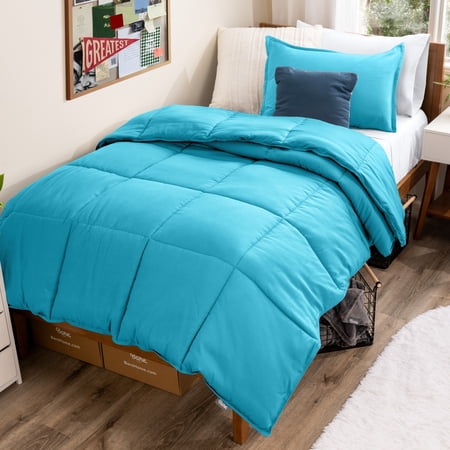 Bare Home Goose Down Alternative Comforter Set, Premium 1800 Collection, with Pillow Sham, 2 Piece Set, Twin/Twin XL, Aqua