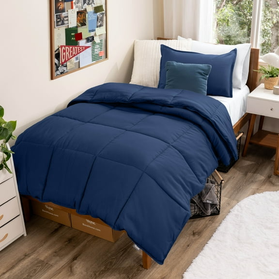 Bare Home Down Alternative Comforter Set - 2-Pieces - All Seasons - Twin/Twin-XL, Dark Blue