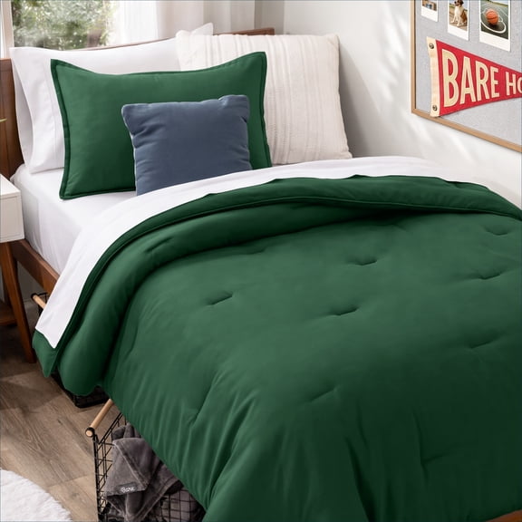 Bare Home Down Alternative Comforter Set - 2-Pieces - All Seasons - Twin/Twin-XL, Forest Green