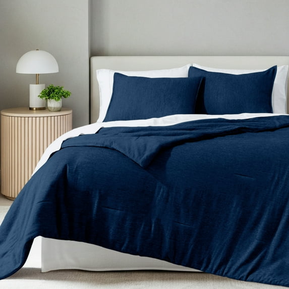 Bare Home Down Alternative Comforter Set - 2-Pieces - All Seasons - Twin/Twin-XL, Heather Dark Blue